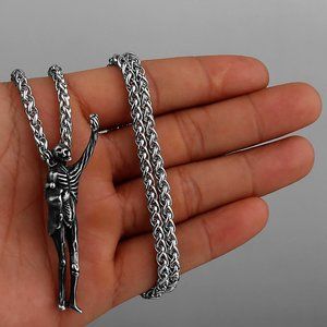 ❤️Retro Skull Praying to the Sky Stainless Steel Unisex Pendant, GP1231499